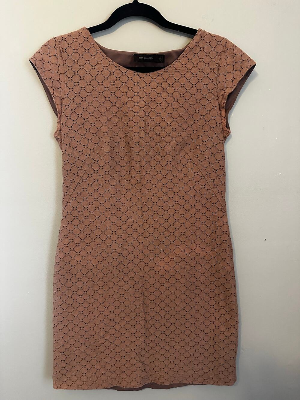 The Limited Textured Geometric Print Dress S Tan Brown Mod Shift